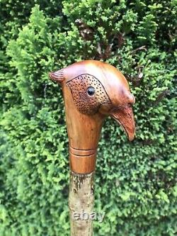 Welsh Handcrafted Carved Cock Pheasant Head Handle Walking Stick