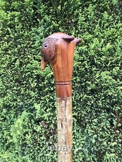 Welsh Handcrafted Carved Cock Pheasant Head Handle Walking Stick