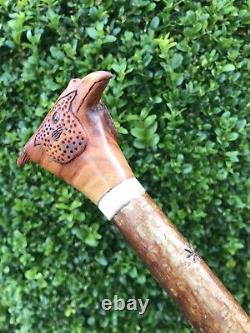 Welsh Handcrafted Carved Cock Pheasant Head Handle Walking Stick