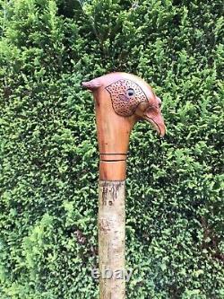 Welsh Handcrafted Carved Cock Pheasant Head Handle Walking Stick