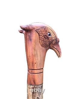 Welsh Handcrafted Carved Cock Pheasant Head Handle Walking Stick