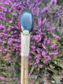 Welsh Handcrafted Carved Cock Pheasant Head Handle Walking Stick