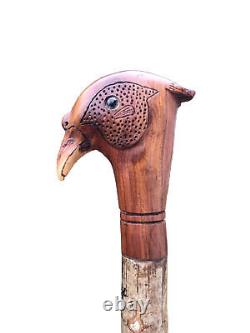 Welsh Handcrafted Carved Cock Pheasant Head Handle Walking Stick