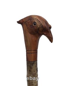 Welsh Handcrafted Carved Cock Pheasant Head Handle Walking Stick