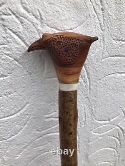 Welsh Handcrafted Carved Cock Pheasant Head Handle Walking Stick