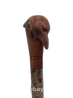 Welsh Handcrafted Carved Cock Pheasant Head Handle Walking Stick