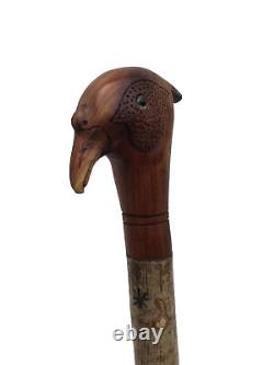 Welsh Handcrafted Carved Cock Pheasant Head Handle Walking Stick