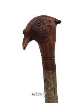 Welsh Handcrafted Carved Cock Pheasant Head Handle Walking Stick