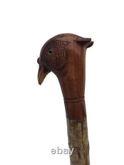 Welsh Handcrafted Carved Cock Pheasant Head Handle Walking Stick