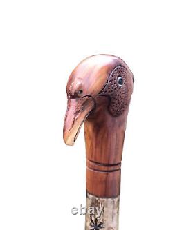 Welsh Handcrafted Carved Cock Pheasant Head Handle Walking Stick