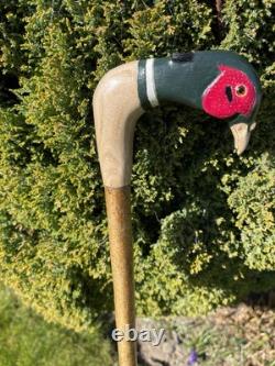 Welsh Handcrafted Carved Cock Pheasant Head Handle Walking Stick