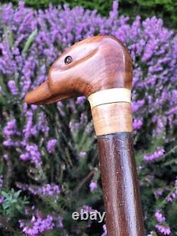 Welsh Handcrafted Carved Duck Head Handle Walking Stick