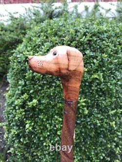 Welsh Handcrafted Carved Fox Red Labrador Head Handle Walking Stick