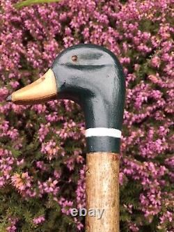 Welsh Handcrafted Carved Mallard Drake head walking stick