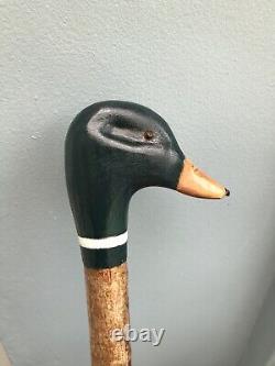 Welsh Handcrafted Carved Mallard Drake head walking stick