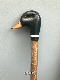 Welsh Handcrafted Carved Mallard Drake head walking stick