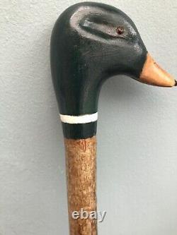 Welsh Handcrafted Carved Mallard Drake head walking stick