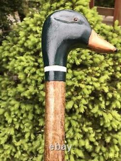 Welsh Handcrafted Carved Mallard Drake head walking stick