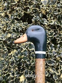 Welsh Handcrafted Carved Mallard Drake head walking stick