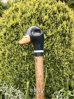 Welsh Handcrafted Carved Mallard Drake head walking stick