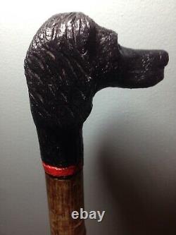 Welsh Handcrafted Carved Walking Stick Black Cocker Spaniel Handle