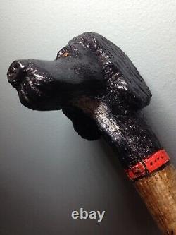 Welsh Handcrafted Carved Walking Stick Black Cocker Spaniel Handle