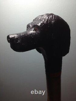 Welsh Handcrafted Carved Walking Stick Black Cocker Spaniel Handle