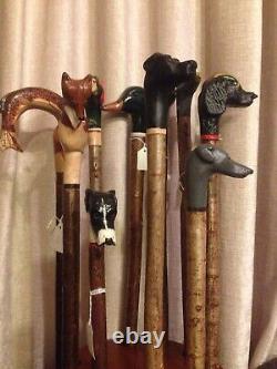 Welsh Handcrafted Carved Walking Stick Black Cocker Spaniel Handle