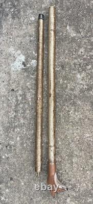 Welsh Handcrafted Hazel travelling walking stick. With carved Fox Head Handle