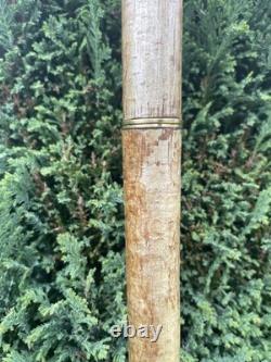 Welsh Handcrafted Hazel travelling walking stick. With carved Fox Head Handle