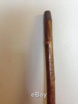 Welsh Handcrafted Ram's Horn Carved LeapingTrout Walking Stick Hazel Shaft