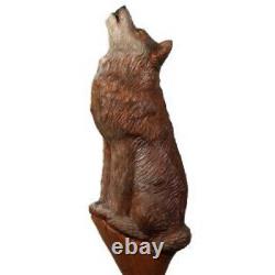 Wildlife HOWLING WOLF Wooden Walking Animal Stick collectible Wooden