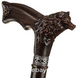 Wolf Head Handle Walking Cane Stick Hand Carved Wooden Walking Stick X Mass A