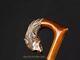 Wolf Head Handle Walking Stick Wooden Hand Carved Walking Cane For Man Best