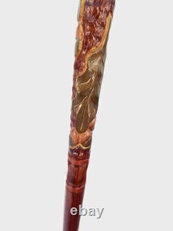 Wolf Walking Stick Wooden Cane Hand Carved