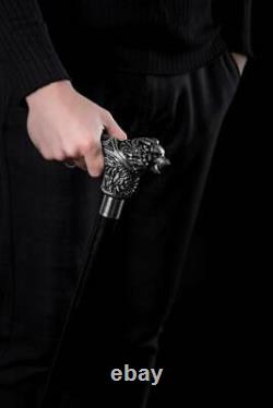 Wolfman Black Luxury Waking Cane Wolf for Him Gift Walking Stick for Men Exclu