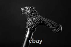 Wolfman Black Luxury Waking Cane Wolf for Him Gift Walking Stick for Men Exclu