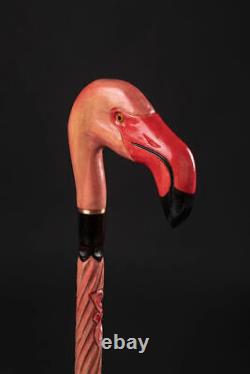 Wood Carved Walking Sticks For Women, Flamingo Walking Cane Valentine's Day Gift