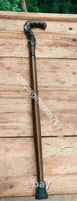 Wood carved crafted crook handle Pi Christian Cross Wooden Walking Stick Cane