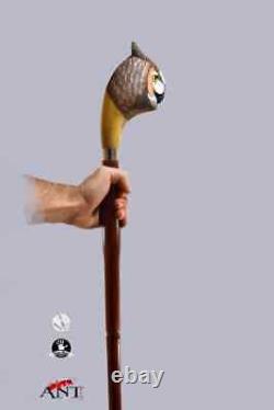 Wood walking stick great horned owl for hiking lovers handmade wooden gift