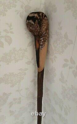 Woodcock hand carved Walking stick / dress stick shooting stick