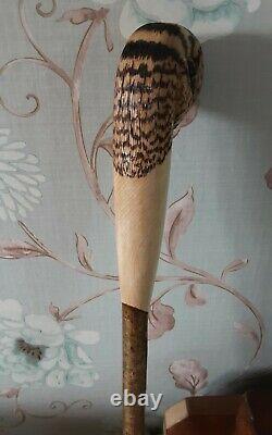 Woodcock hand carved Walking stick / dress stick shooting stick