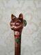 Wooden Carved Cat Walking Cane Walking Stick Cane Cat Head Handle