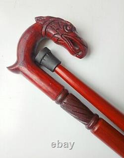 Wooden Carved Walking/Hiking Stick Eagle Head Handle Wooden Cane Folding Cane 36