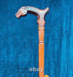 Wooden Carved Walking Stick Horse with Saddle Cane handmade wood crafted Wooden Carved Walking Stick Horse with Saddle Cane handmade wood crafted