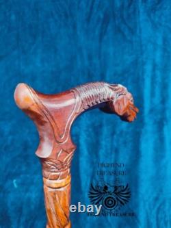 Wooden Carved Walking Stick Horse with Saddle Cane handmade wood crafted Wooden Carved Walking Stick Horse with Saddle Cane handmade wood crafted