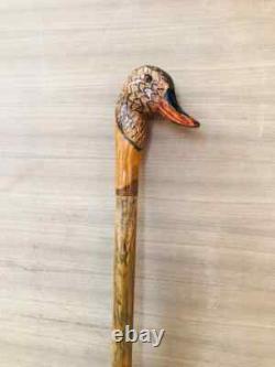 Wooden Duck Head Walking stick Handcrafted Wooden Cane with Elegant Carving Gift