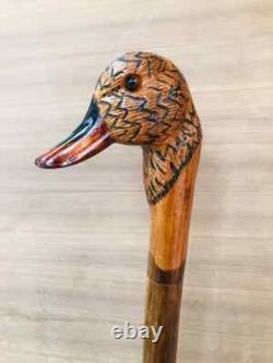 Wooden Duck Head Walking stick Handcrafted Wooden Cane with Elegant Carving Gift