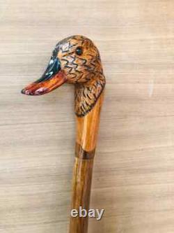 Wooden Duck Head Walking stick Handcrafted Wooden Cane with Elegant Carving Gift