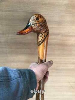 Wooden Duck Head Walking stick Handcrafted Wooden Cane with Elegant Carving Gift
